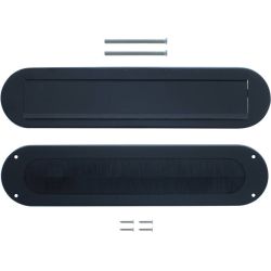 Intersteel set briefplaat en tochtwering ovaal structuur - Zwart