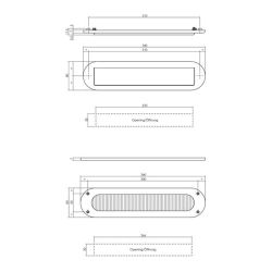 Intersteel set briefplaat en tochtwering ovaal structuur - Zwart