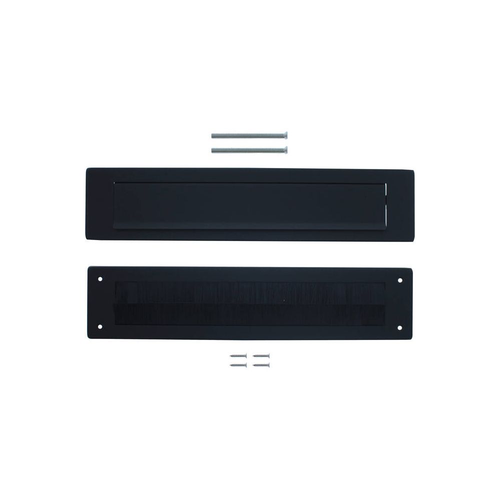 Intersteel set briefplaat en tochtwering rechthoekig structuur - Zwart