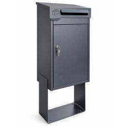 Oostwoud design pakketbrievenbus op sokkel - RVS - zwartgrijs RAL 7021